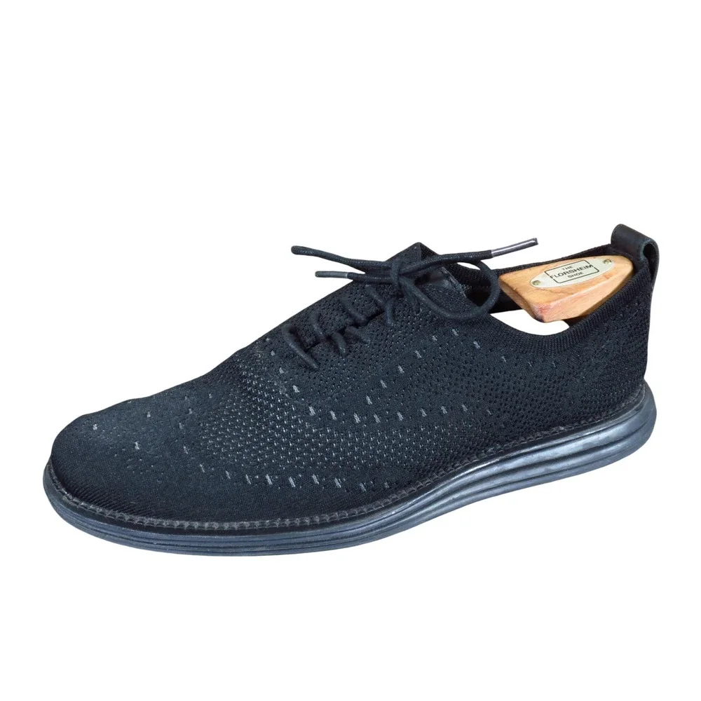 Cole Haan Original Grand Stitchlite Mens Wingtip Oxford 8.5 Dress Black Knit
